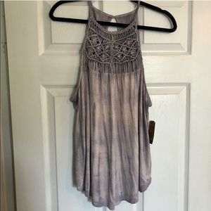 AEO Purple Tie Dye Macramé Tank XL